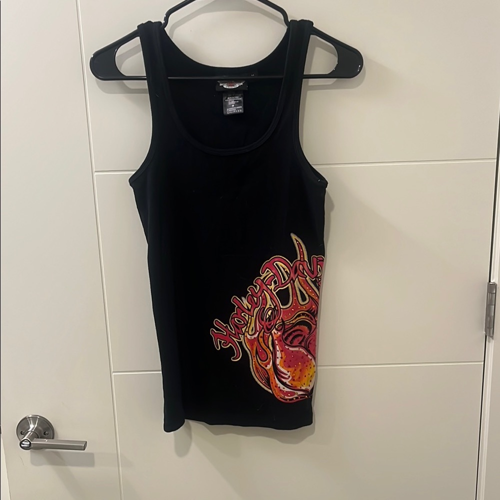 Harley Davidson: Black Tank Top with Colorful Graphic